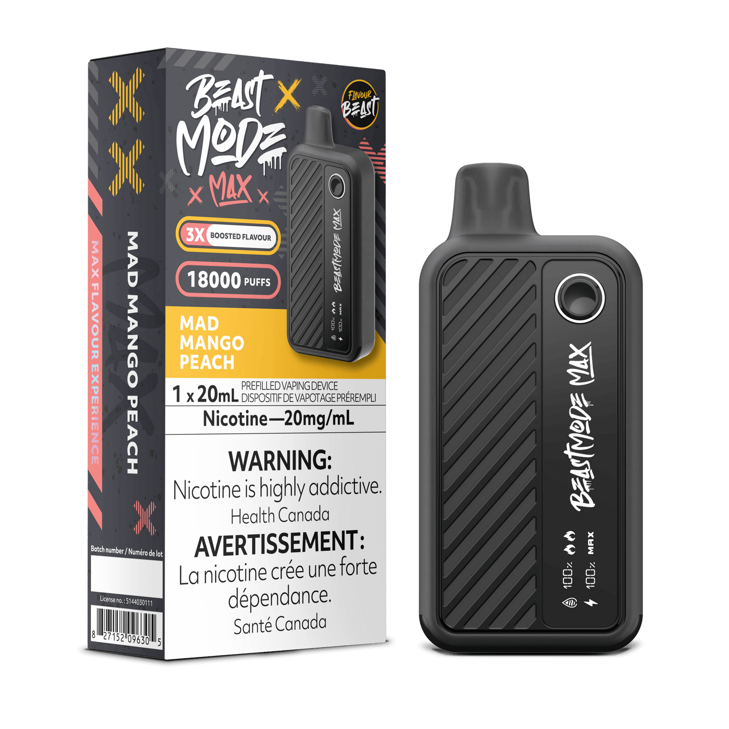 Flavour Beast Beast Mode Max 18K Disposable Vape - Mad Mango Peach