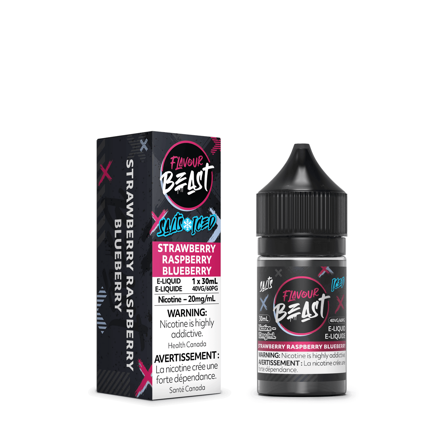 Flavour Beast Salt Nic Vape Juice - Strawberry Raspberry Blueberry Iced (30ml)
