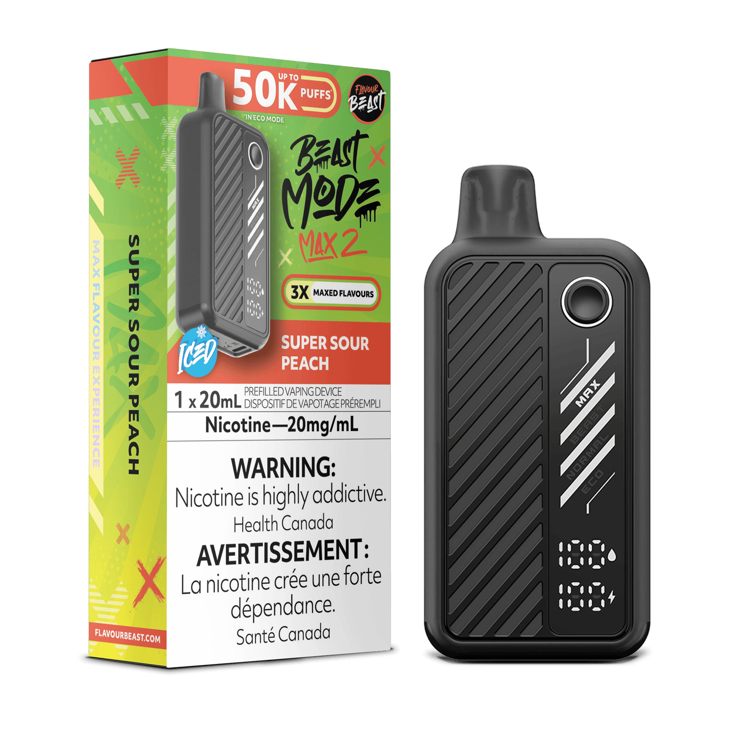 Flavour Beast Beast Mode Max 2 50K Disposable Vape - Super Sour Peach