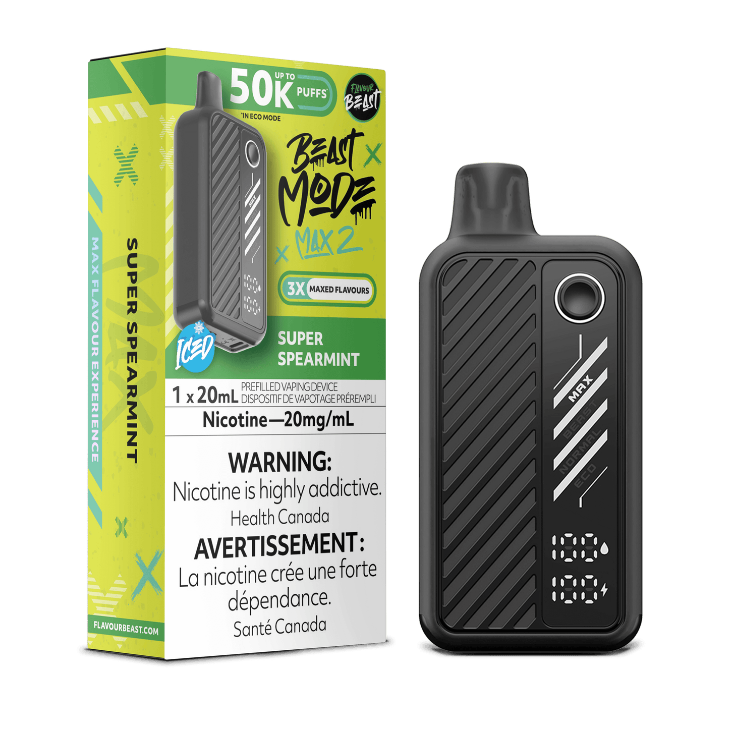 Flavour Beast Beast Mode Max 2 50K Disposable Vape - Super Spearmint