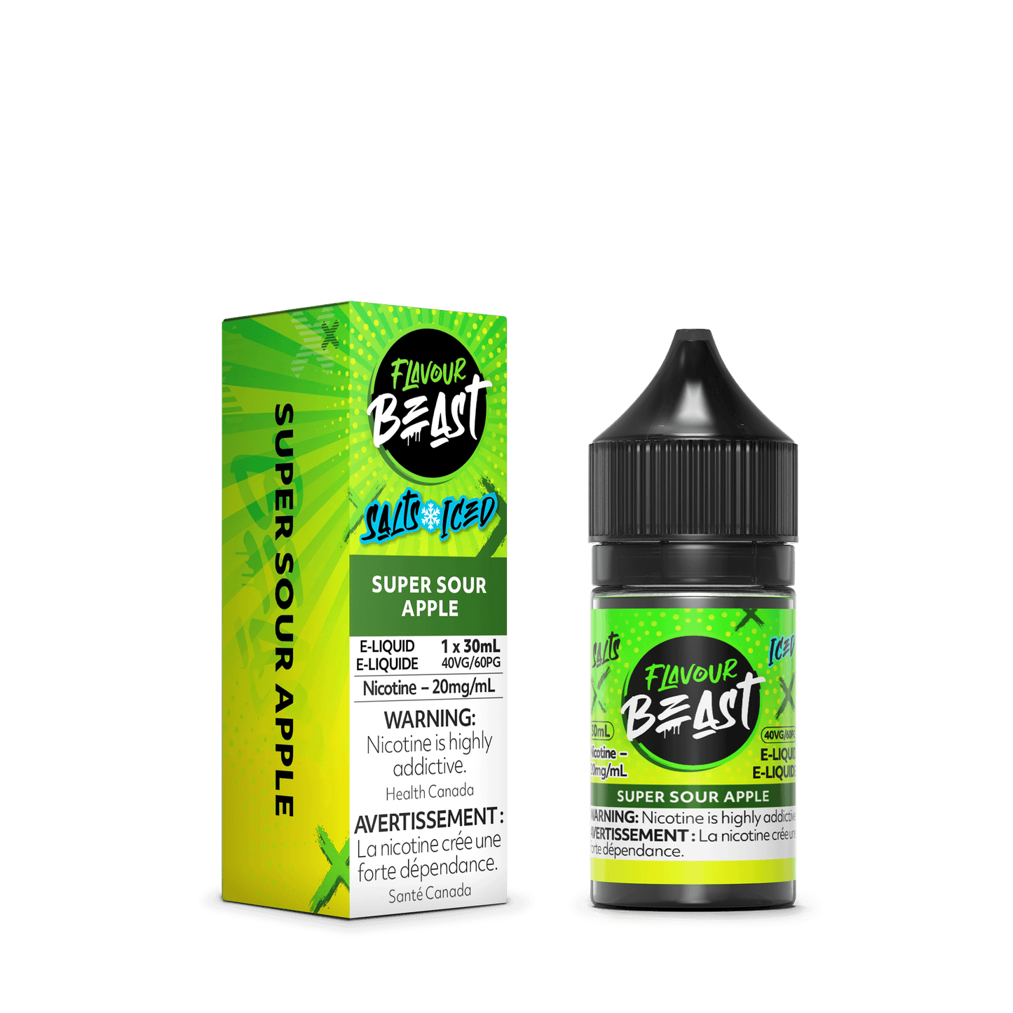Flavour Beast ICE Salt Nic Vape Juice - Super Sour Apple (30ml)