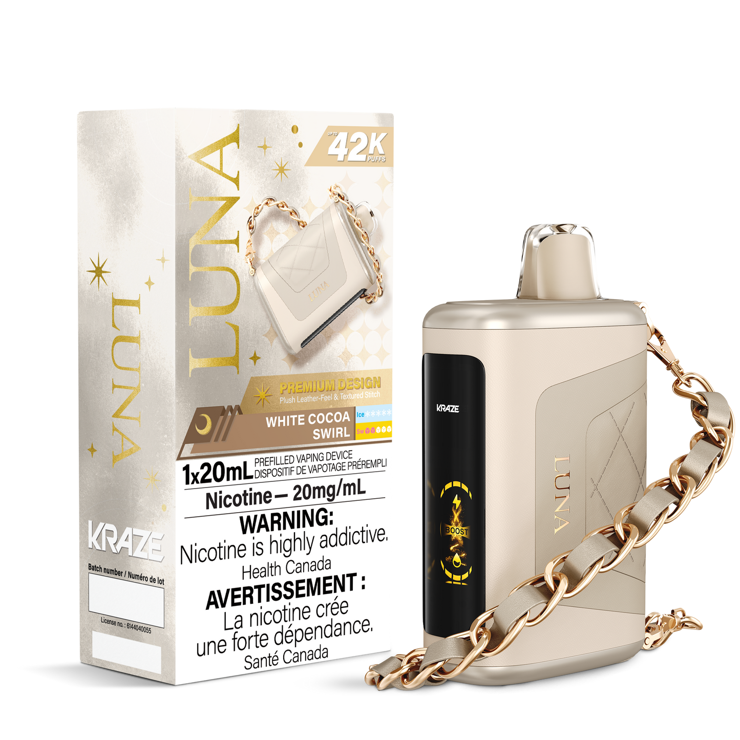 Kraze Luna Disposable Vape (42K Puffs) - White Cocoa Swirl