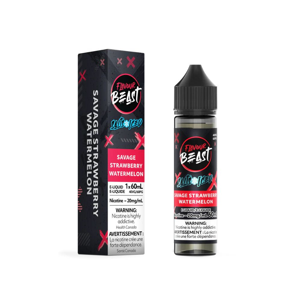 Flavour Beast Ice Salt Nic Vape Juice - Savage Strawberry Watermelon (60ml)