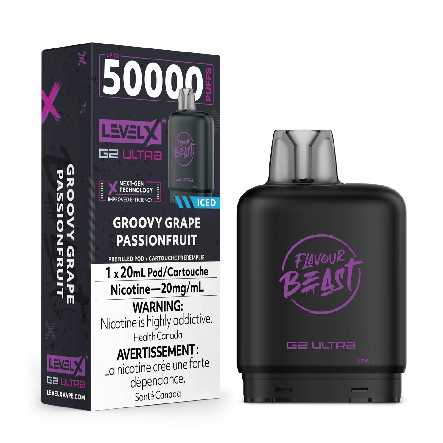 Level X Flavour Beast G2 Ultra 50K Vape Pod - Groovy Grape Passionfruit