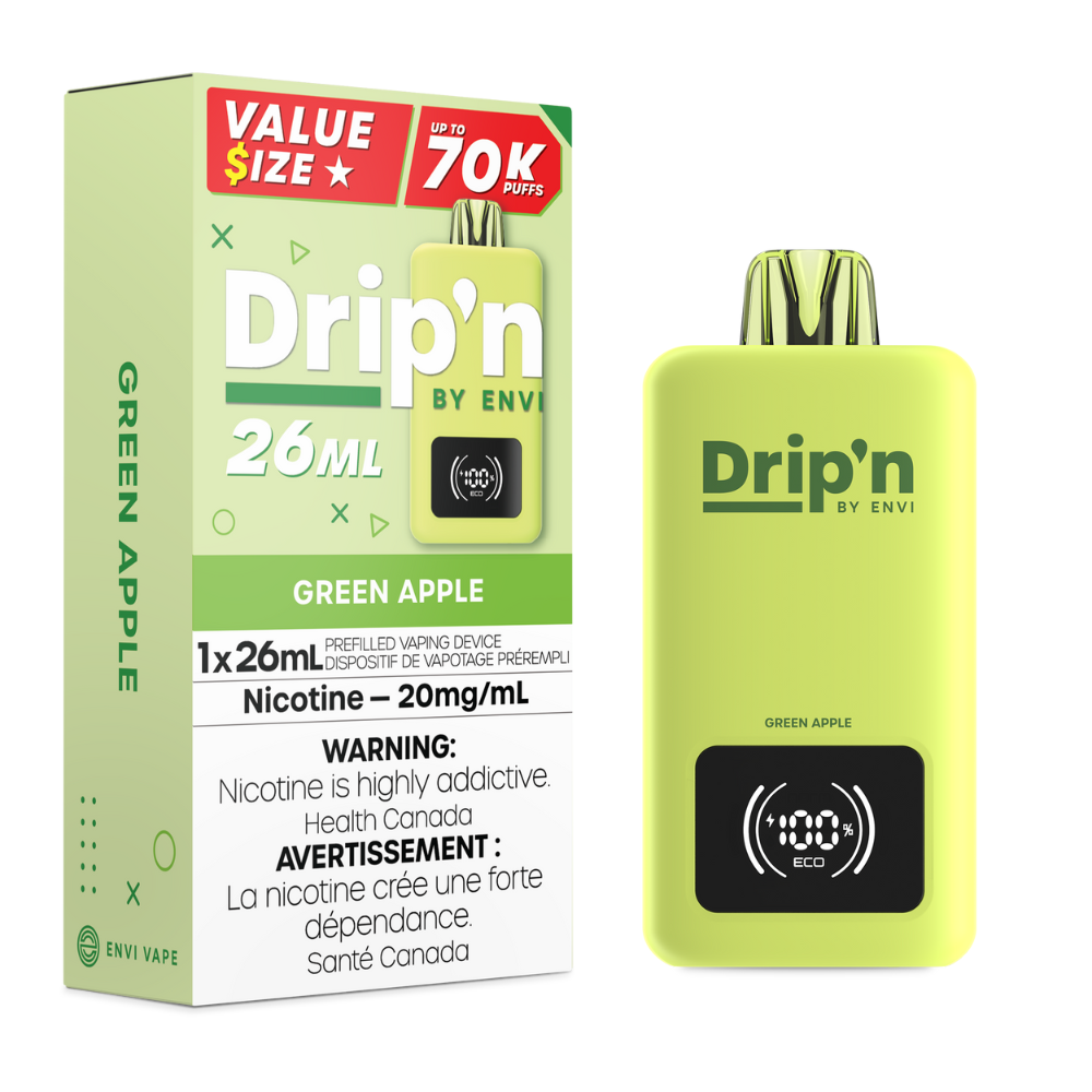 Dripn By Envi 70K Disposable Vape - Green Apple (26mL)