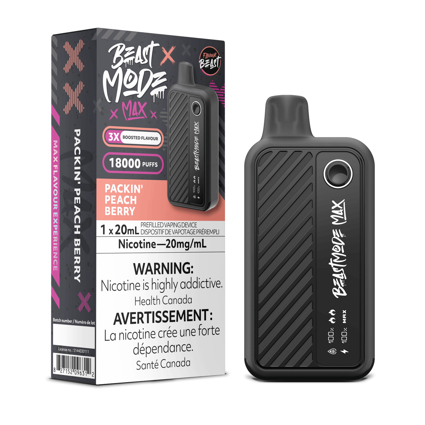 Flavour Beast Beast Mode Max 18K Disposable Vape - Packin' Peach Berry