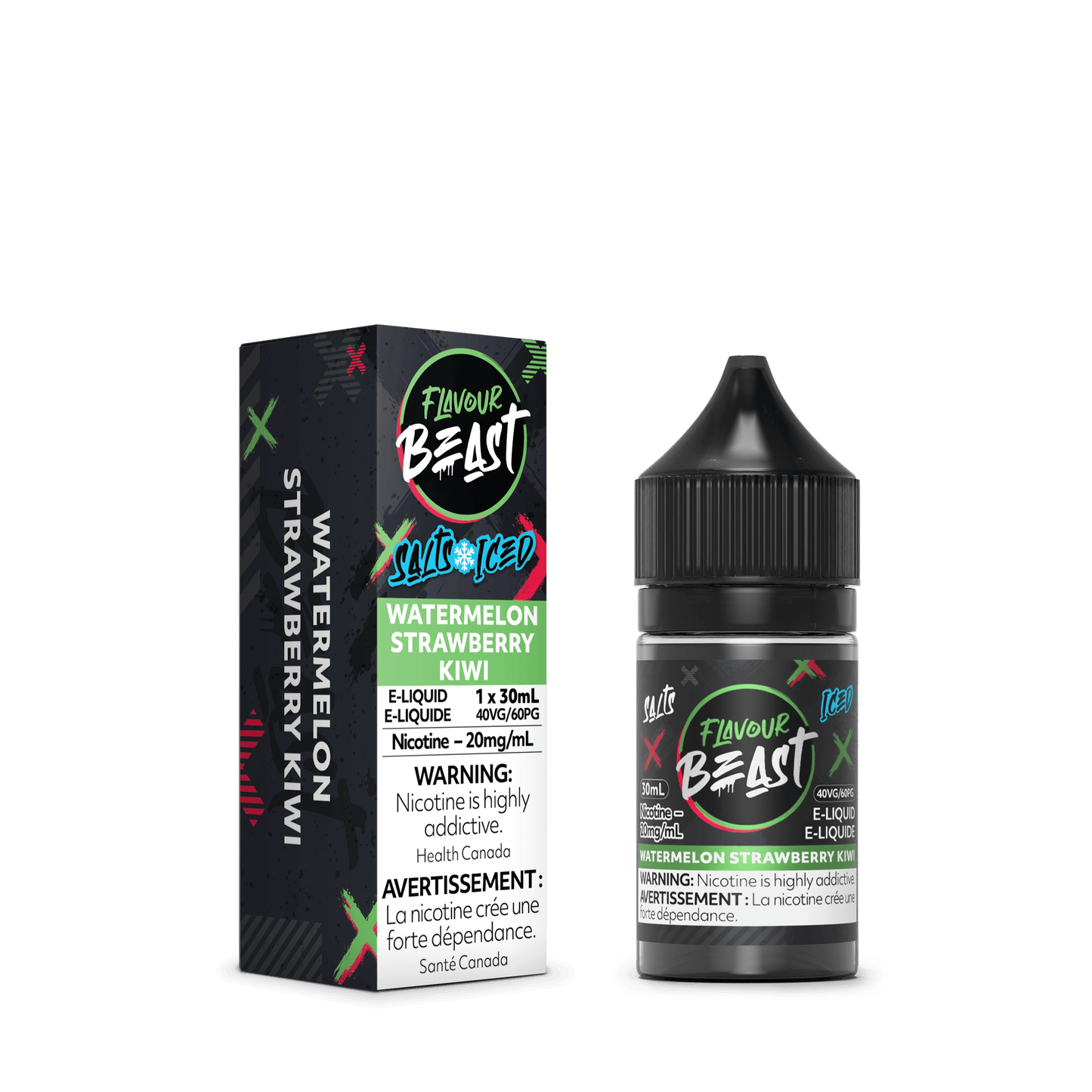 Flavour Beast Vape Juice Salt Nic - Watermelon Strawberry Kiwi Iced (30mL)