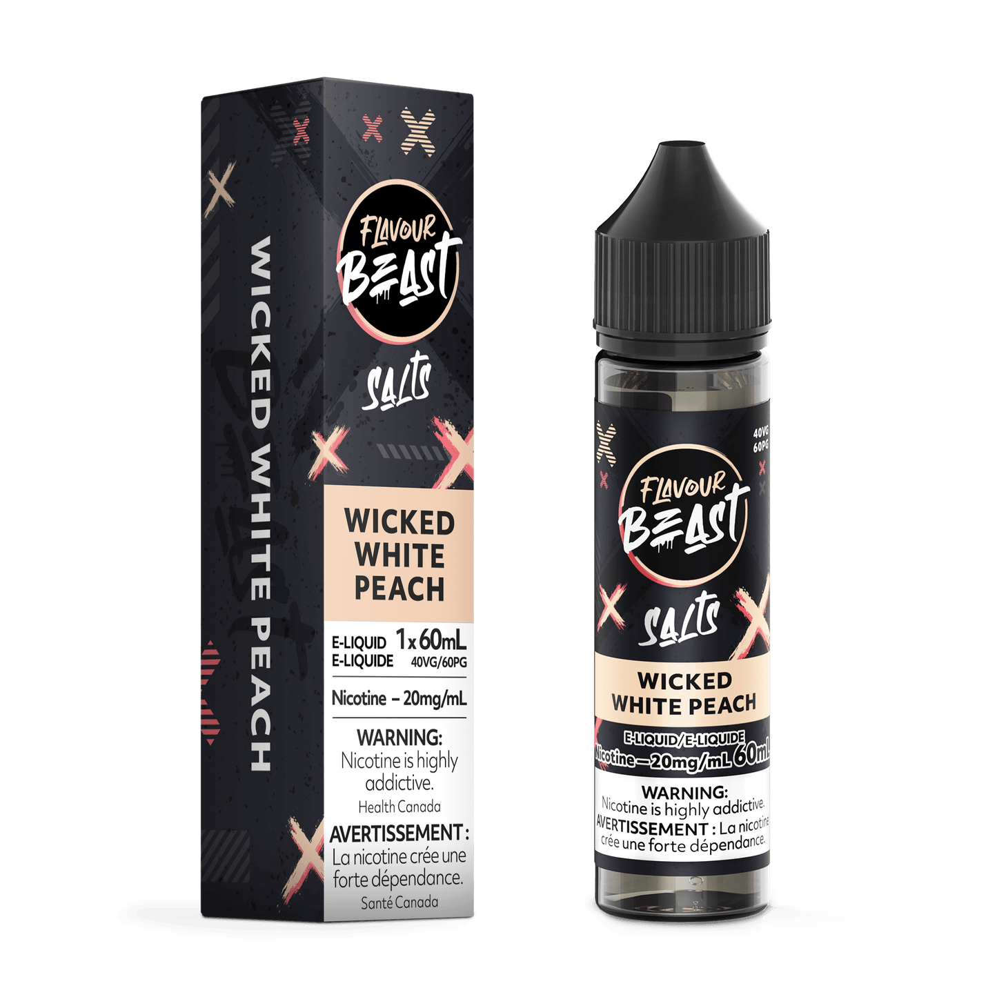 Flavour Beast Salt Nic Vape Juice - Wicked White Peach (60ml)