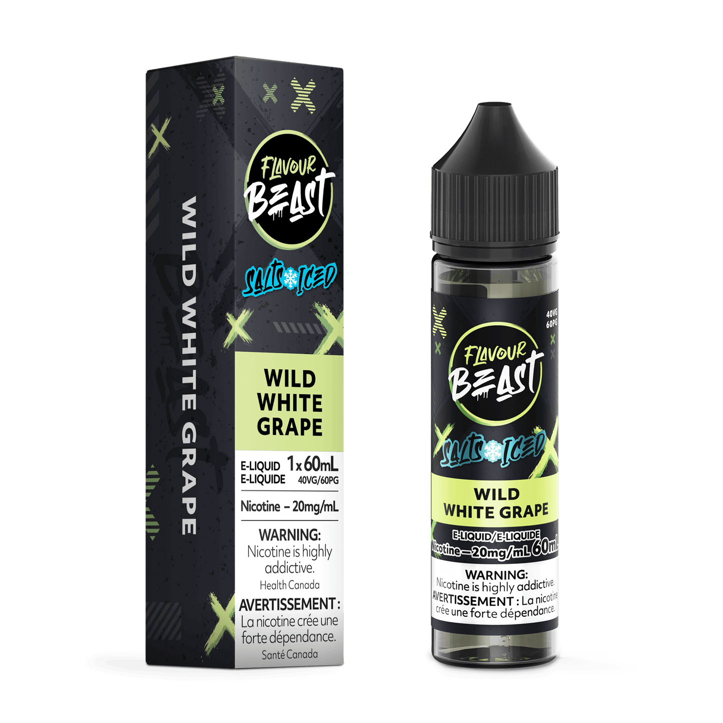 Flavour Beast ICE Salt Nic Vape Juice - Wild White Grape (60ml)