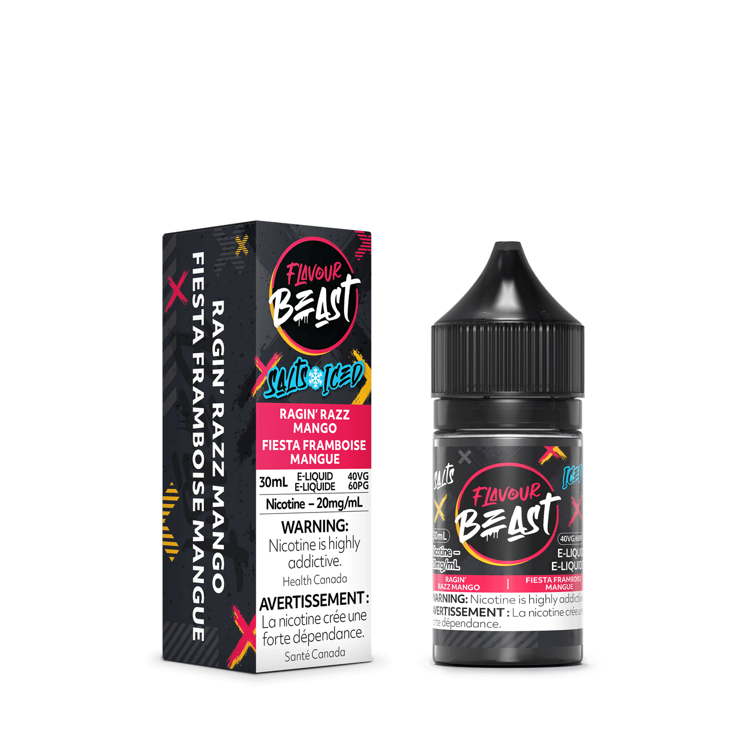 Flavour Beast ICE Salt Nic Vape Juice - Ragin Razz Mango (30ml)