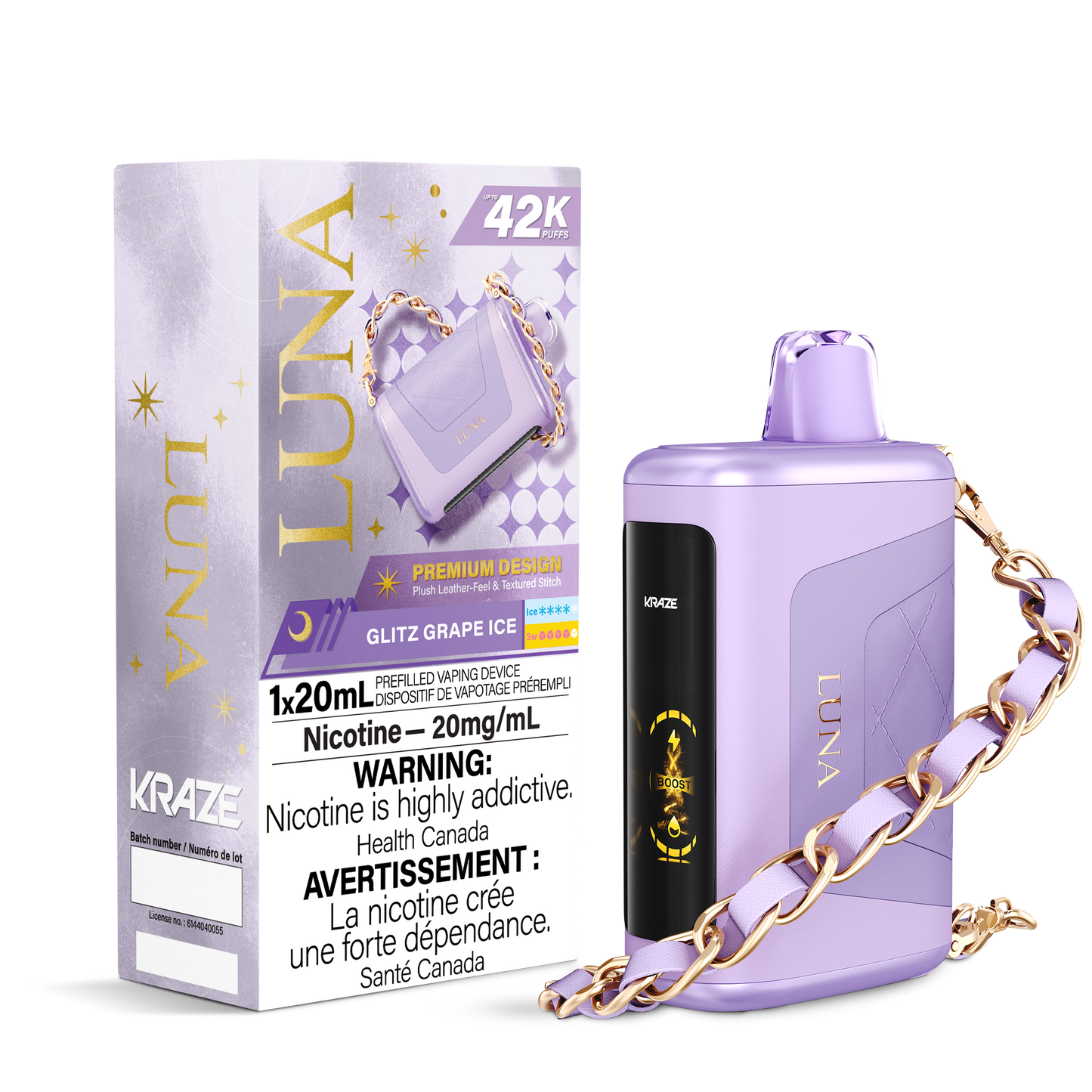Kraze Luna Disposable Vape (42K Puffs) - Glitz Grape Ice