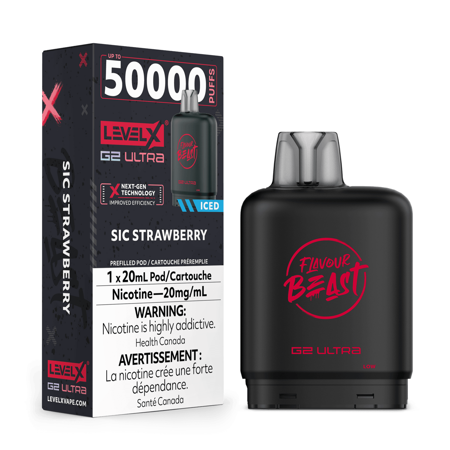 Level X Flavour Beast G2 Ultra 50K Vape Pod - Sic Strawberry