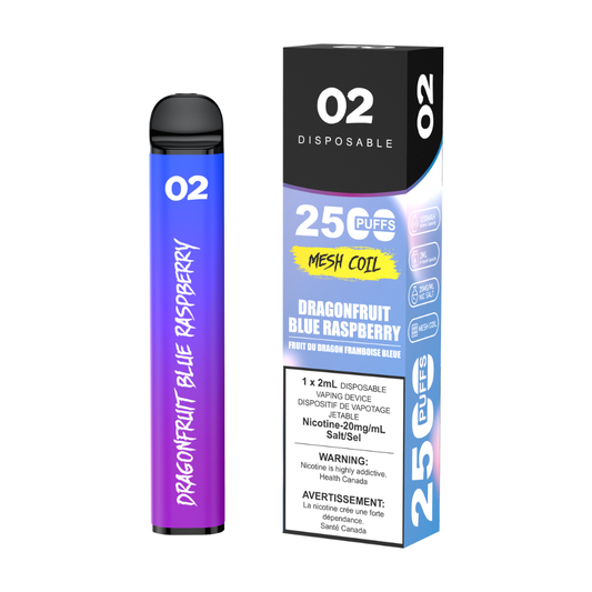 O2 2500 Puffs Disposable Vape - Dragonfruit Blue Raspberry