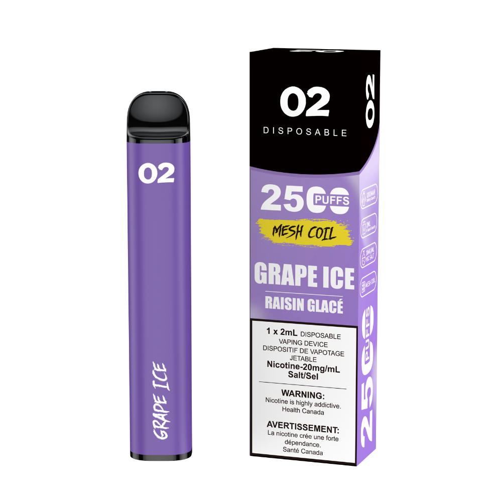 O2 2500 Puffs Disposable Vape - Grape Ice