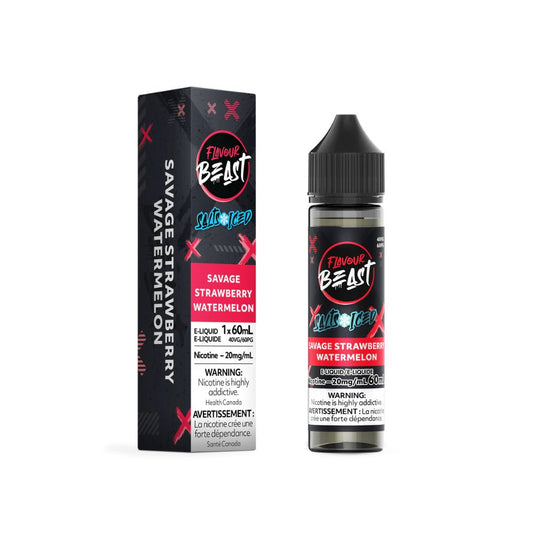 Flavour Beast Ice Salt Nic Vape Juice - Savage Strawberry Watermelon (60ml)