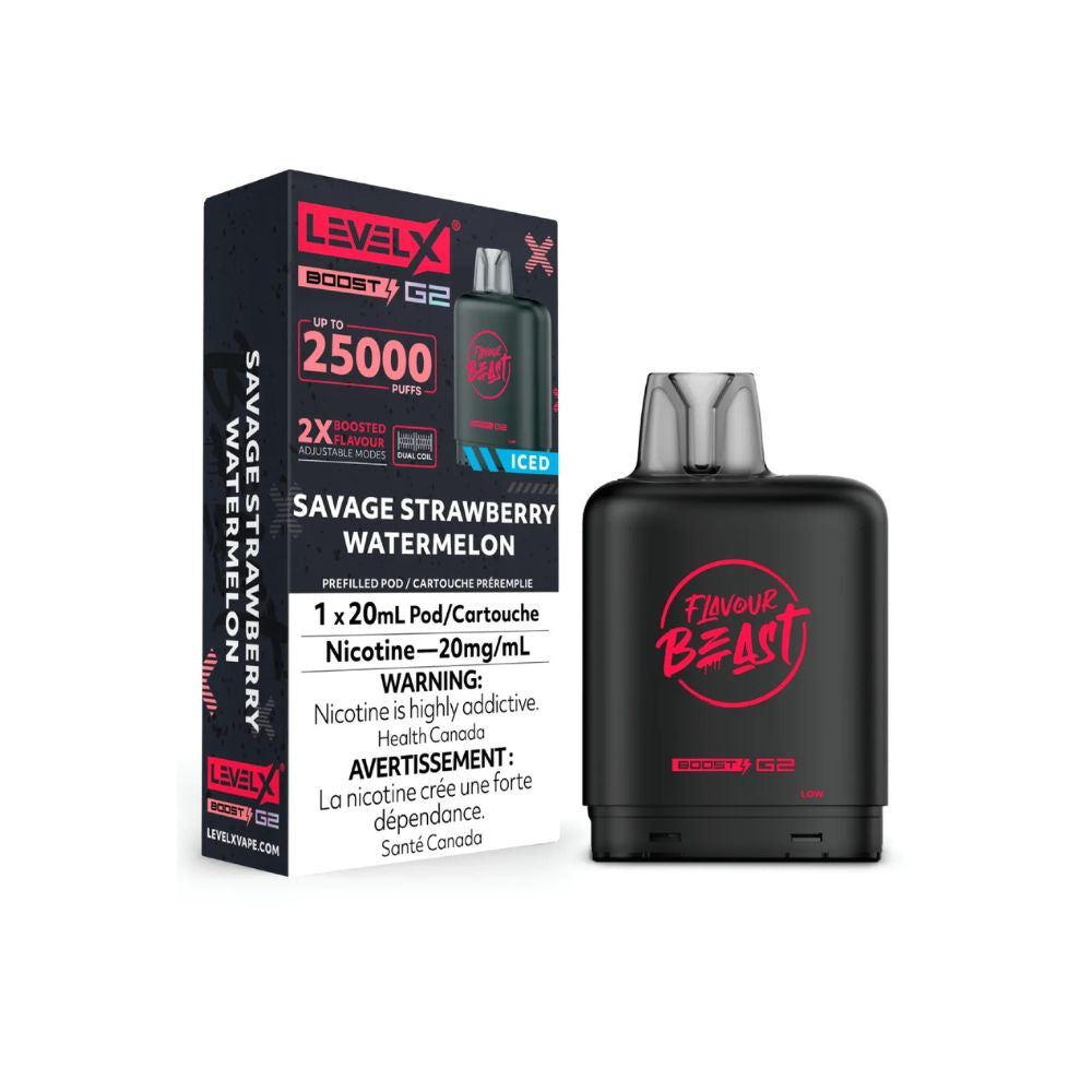 Level X Flavour Beast Boost G2  25K Vape Pod - Savage Strawberry Watermelon